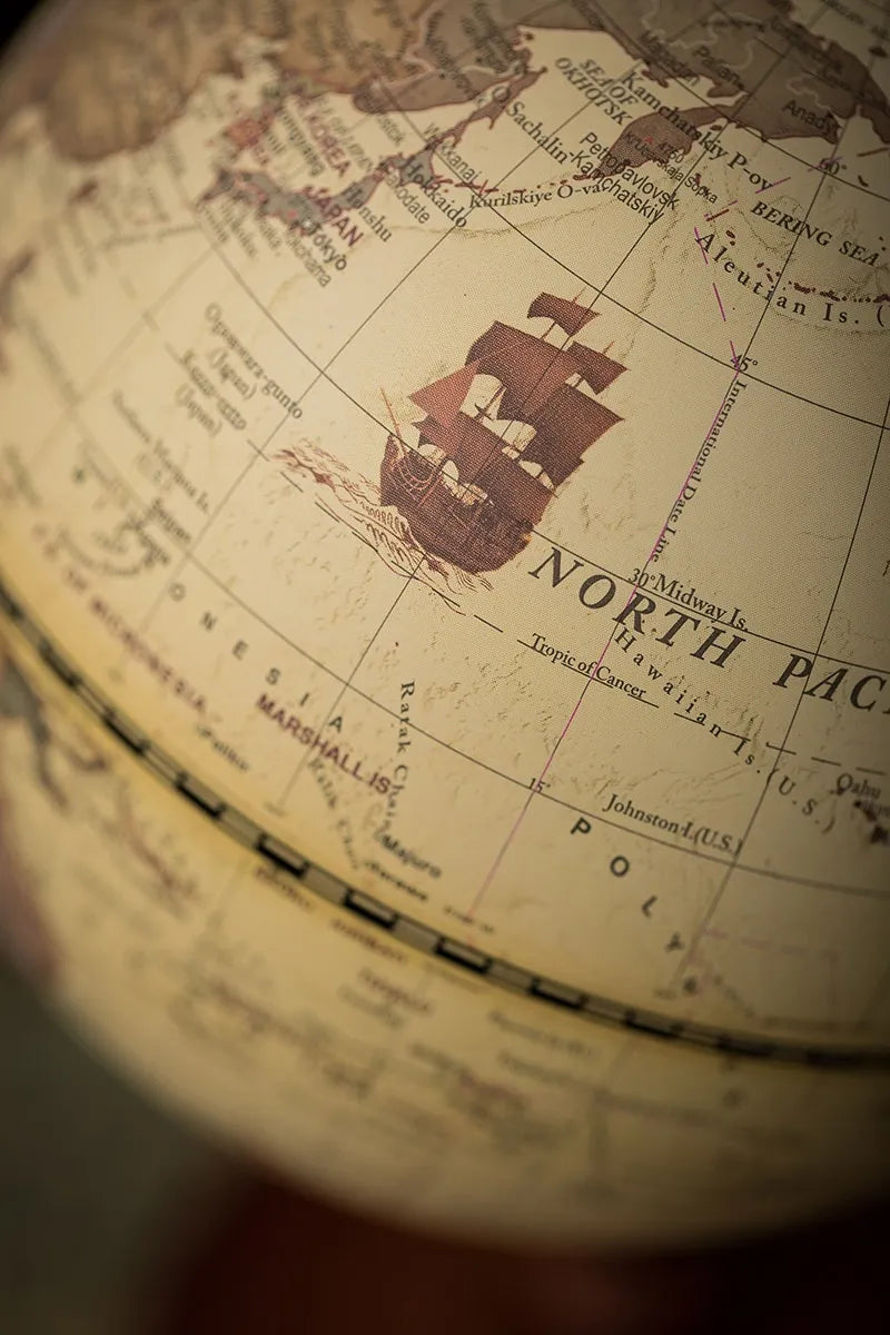 Nostalgic English Globe And Map Tapestry