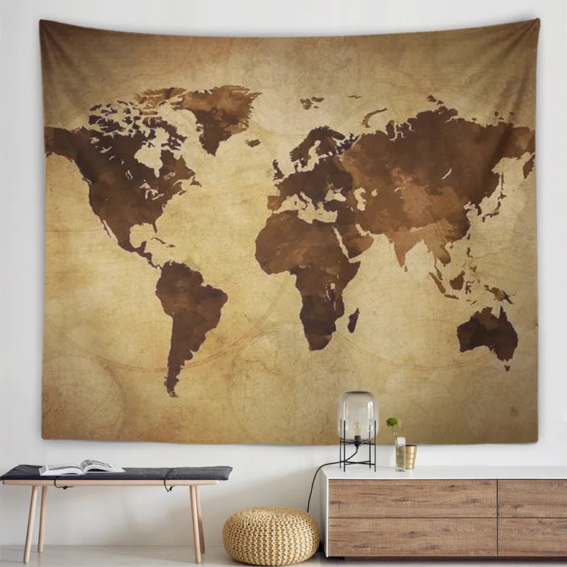 Nostalgic English Globe And Map Tapestry